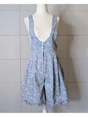 Vintage 80s 90s cottagecore floral pinafore romper